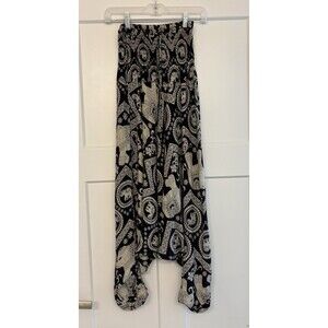 Harem Pants Elephant Print Tribal Stretchy Black Boho One Size Fits Most